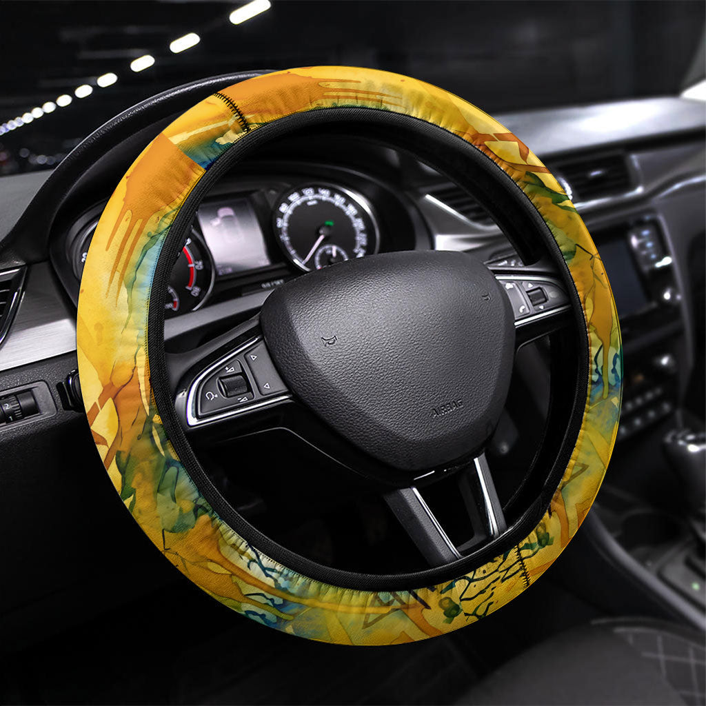 Romania We Are Free Eagle Steering Wheel Cover Romanian Flag Broken Chains - Watercolor Style