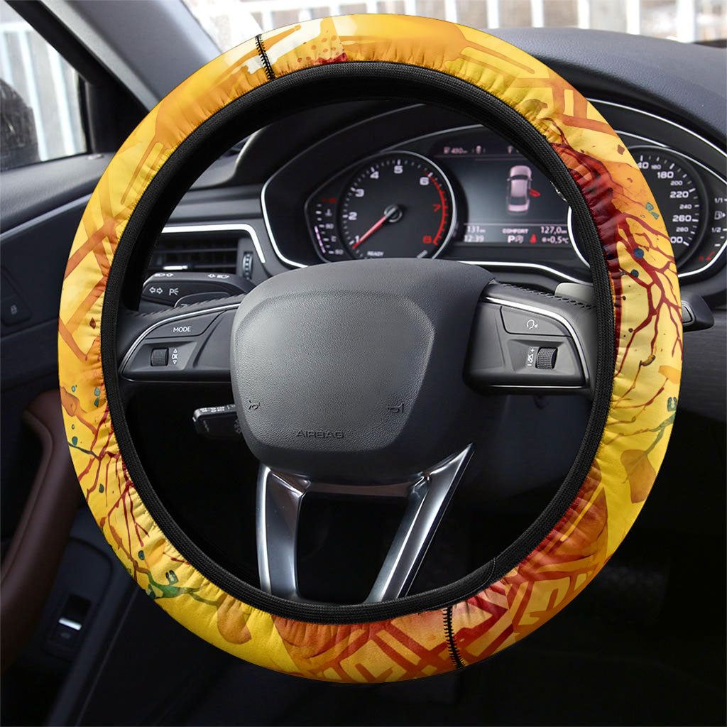 Romania We Are Free Eagle Steering Wheel Cover Romanian Flag Broken Chains - Watercolor Style