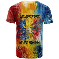 Romania We Are Free Eagle T Shirt Romanian Flag Broken Chains - Watercolor Style