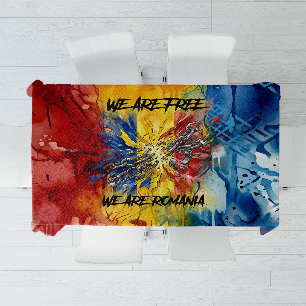 Romania We Are Free Eagle Tablecloth Romanian Flag Broken Chains - Watercolor Style