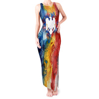Romania We Are Free Eagle Tank Maxi Dress Romanian Flag Broken Chains - Watercolor Style
