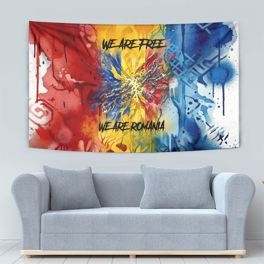 Romania We Are Free Eagle Tapestry Romanian Flag Broken Chains - Watercolor Style