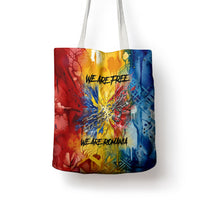 Romania We Are Free Eagle Tote Bag Romanian Flag Broken Chains - Watercolor Style
