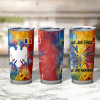 Romania We Are Free Eagle Tumbler Cup Romanian Flag Broken Chains - Watercolor Style