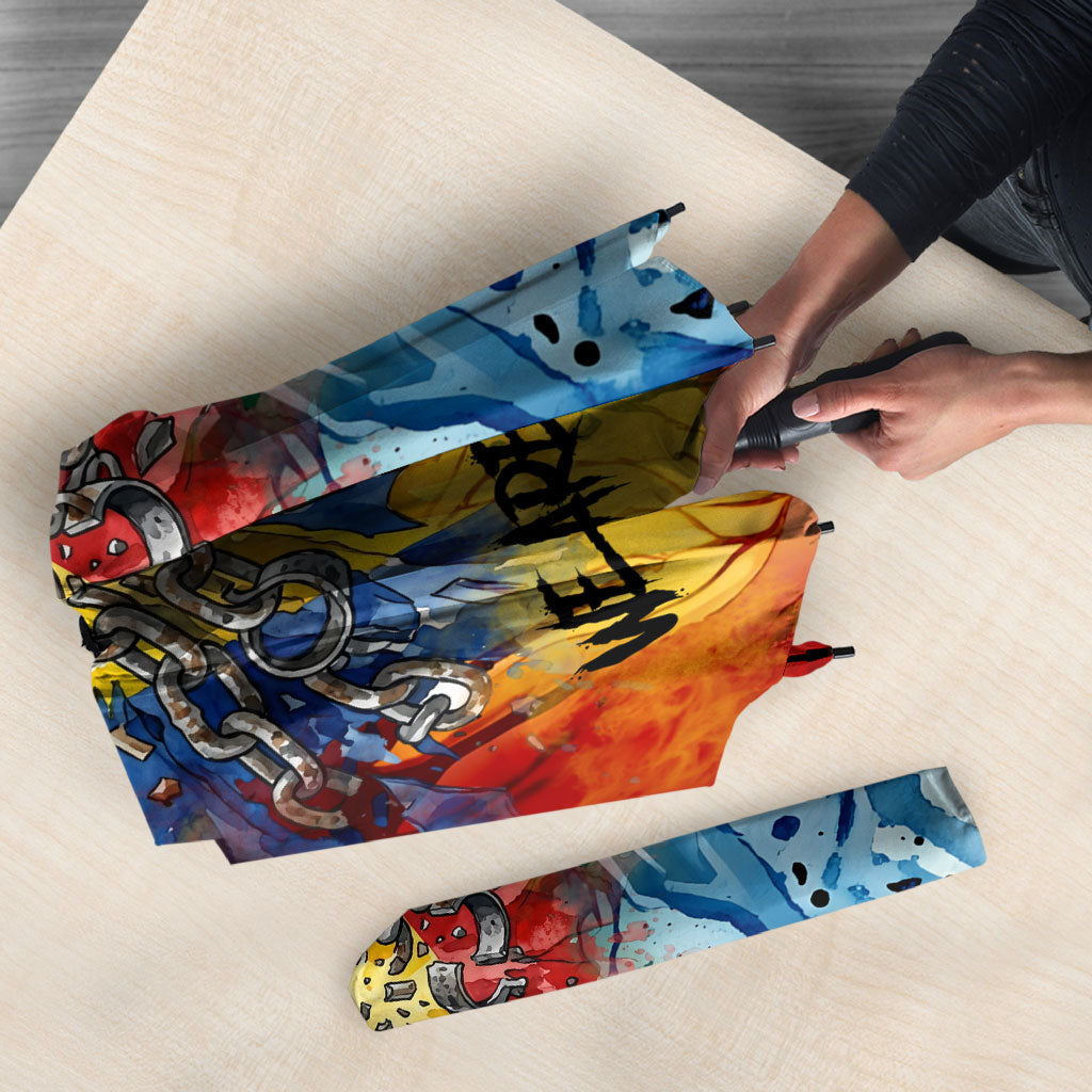 Romania We Are Free Eagle Umbrella Romanian Flag Broken Chains - Watercolor Style