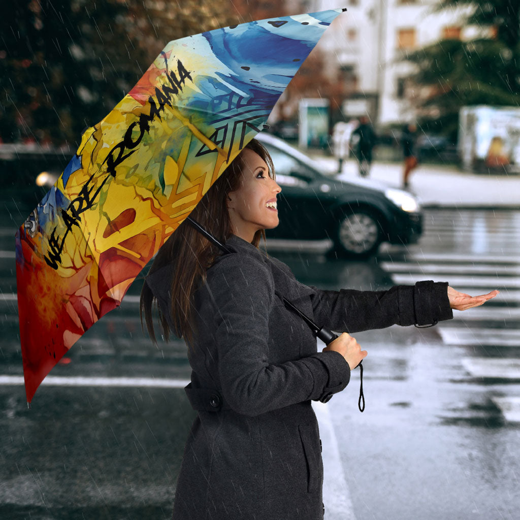 Romania We Are Free Eagle Umbrella Romanian Flag Broken Chains - Watercolor Style
