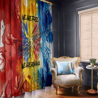 Romania We Are Free Eagle Window Curtain Romanian Flag Broken Chains - Watercolor Style
