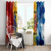 Romania We Are Free Eagle Window Curtain Romanian Flag Broken Chains - Watercolor Style