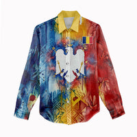 Romania We Are Free Eagle Women Casual Shirt Romanian Flag Broken Chains - Watercolor Style