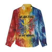 Romania We Are Free Eagle Women Casual Shirt Romanian Flag Broken Chains - Watercolor Style