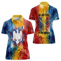 Romania We Are Free Eagle Women Polo Shirt Romanian Flag Broken Chains - Watercolor Style