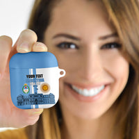 Personalized Argentina Flag Day AirPods Case Sun Of May Patriotic Blue Gradient Sketch