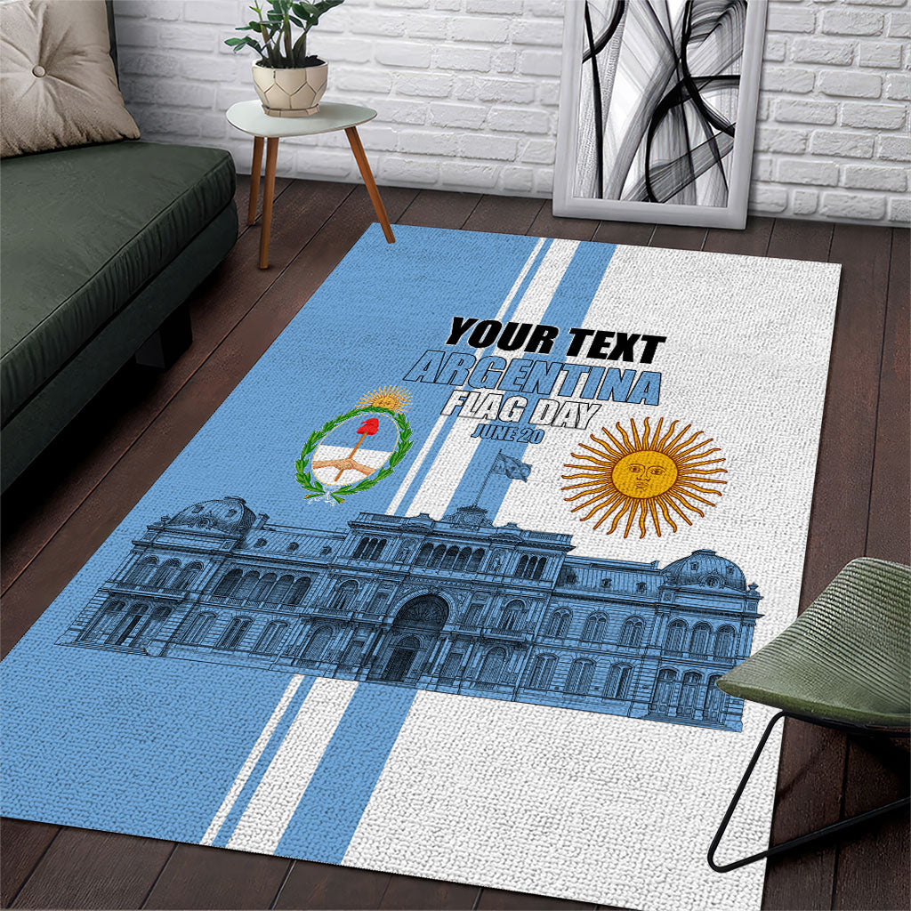 Personalized Argentina Flag Day Area Rug Sun Of May Patriotic Blue Gradient Sketch