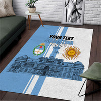 Personalized Argentina Flag Day Area Rug Sun Of May Patriotic Blue Gradient Sketch
