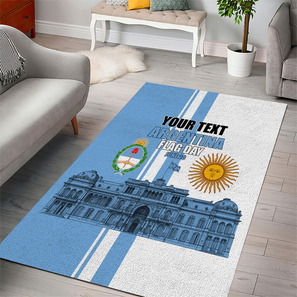 Personalized Argentina Flag Day Area Rug Sun Of May Patriotic Blue Gradient Sketch