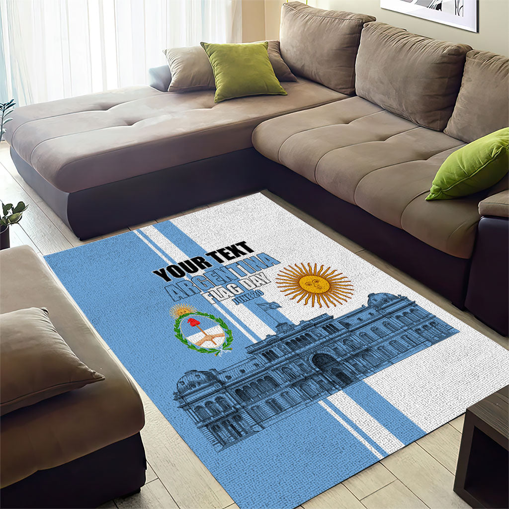 Personalized Argentina Flag Day Area Rug Sun Of May Patriotic Blue Gradient Sketch