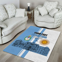 Personalized Argentina Flag Day Area Rug Sun Of May Patriotic Blue Gradient Sketch