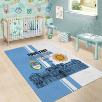 Personalized Argentina Flag Day Area Rug Sun Of May Patriotic Blue Gradient Sketch