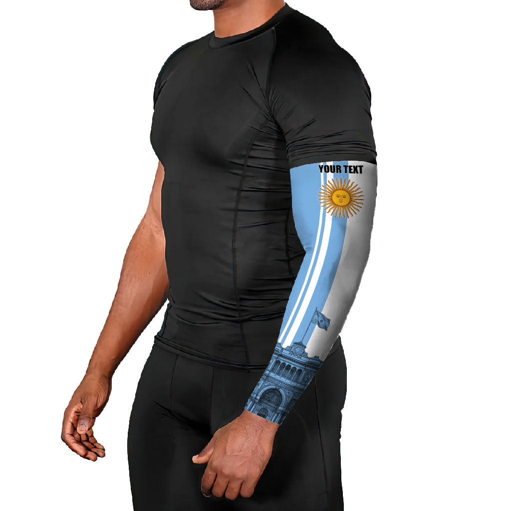 Personalized Argentina Flag Day Arm Sleeves Sun Of May Patriotic Blue Gradient Sketch