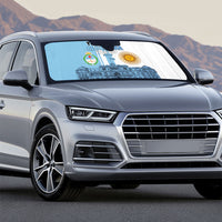 Personalized Argentina Flag Day Auto Sun Shade Sun Of May Patriotic Blue Gradient Sketch