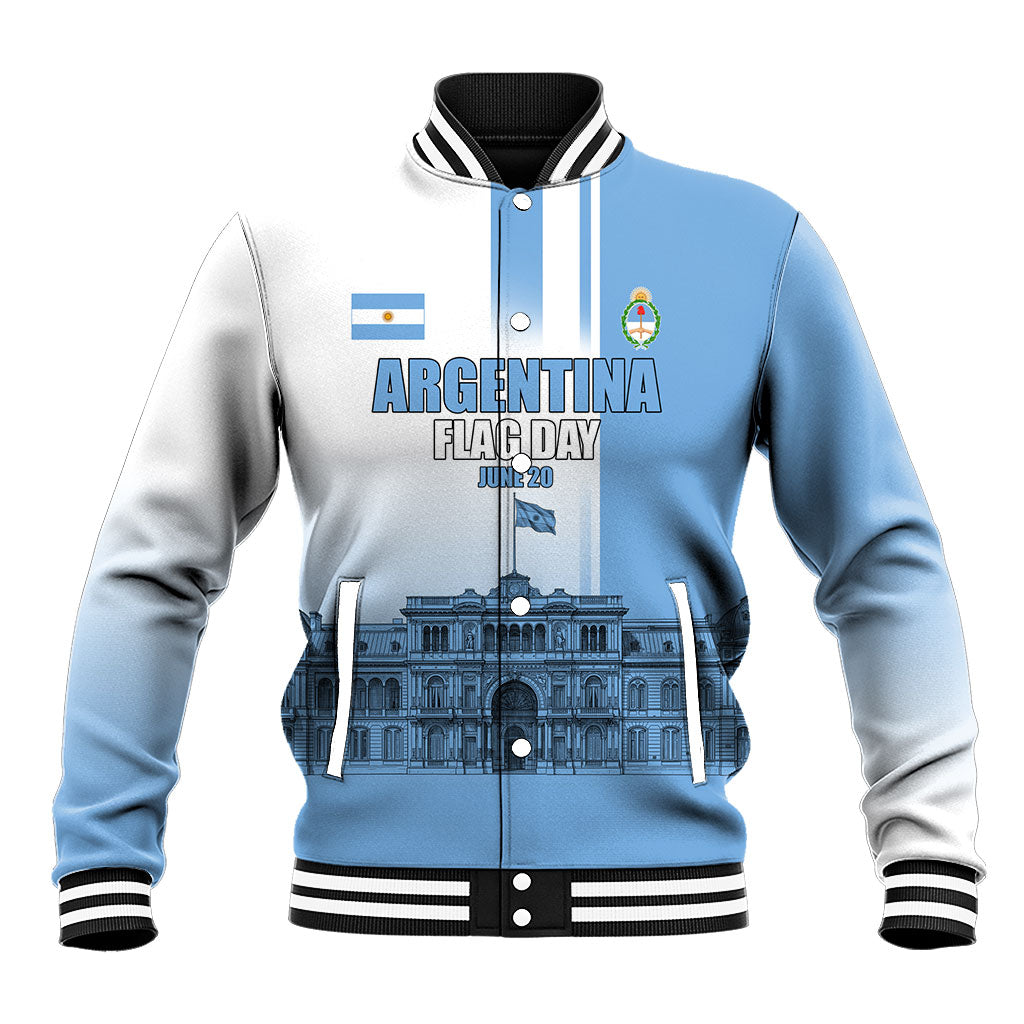 Personalized Argentina Flag Day Baseball Jacket Sun Of May Patriotic Blue Gradient Sketch