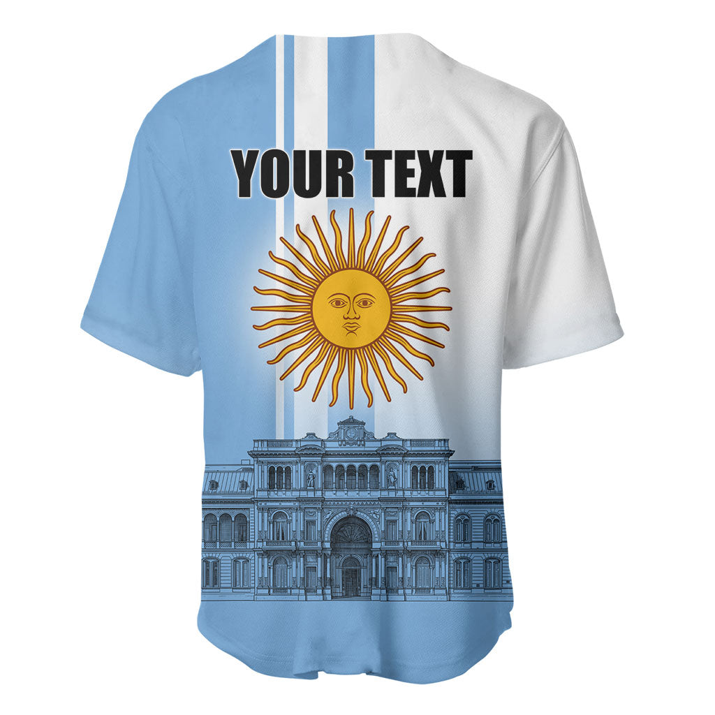 Personalized Argentina Flag Day Baseball Jersey Sun Of May Patriotic Blue Gradient Sketch