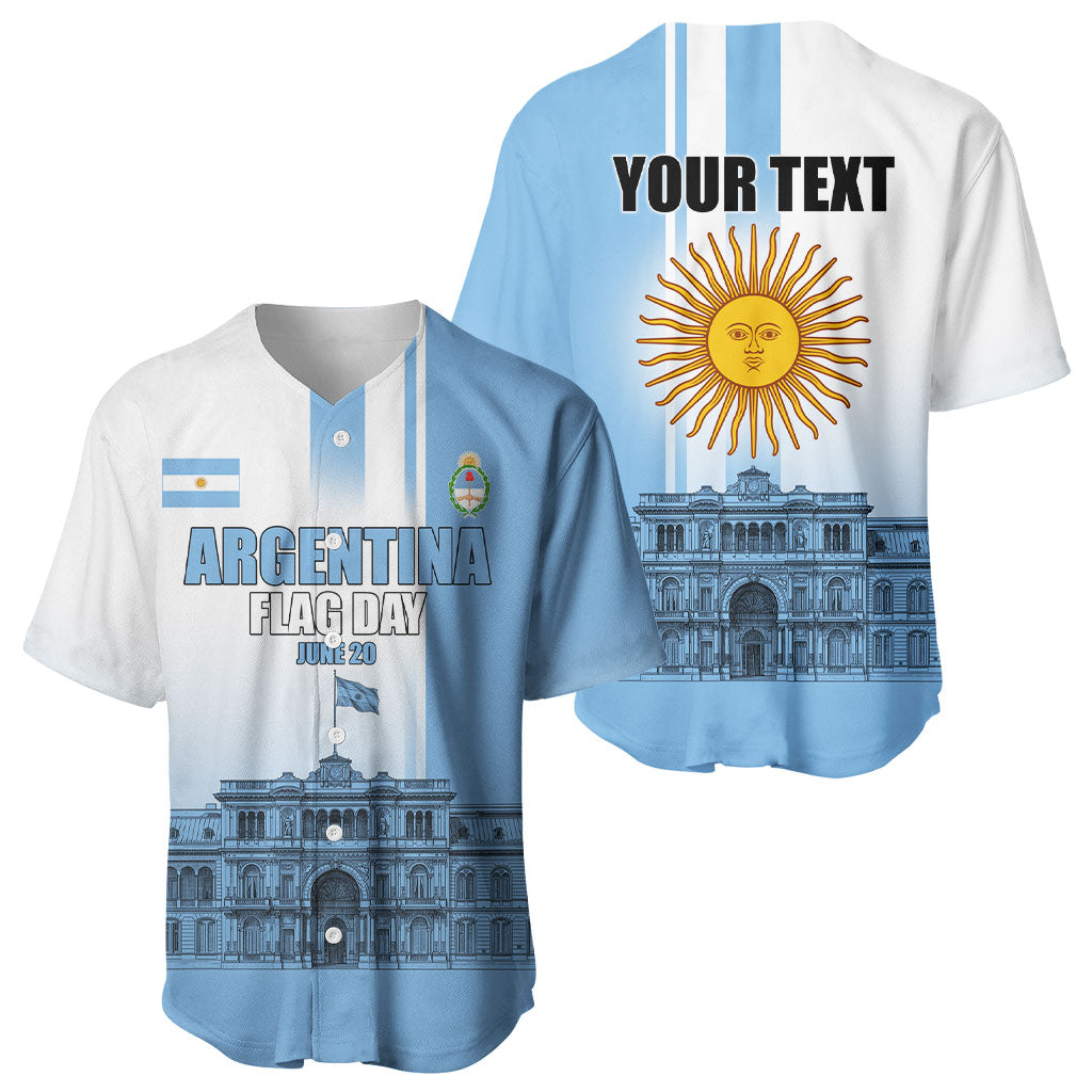 Personalized Argentina Flag Day Baseball Jersey Sun Of May Patriotic Blue Gradient Sketch