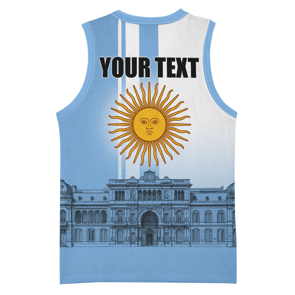 Personalized Argentina Flag Day Basketball Jersey Sun Of May Patriotic Blue Gradient Sketch
