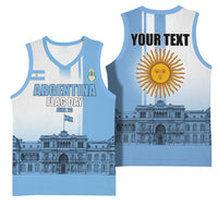 Personalized Argentina Flag Day Basketball Jersey Sun Of May Patriotic Blue Gradient Sketch