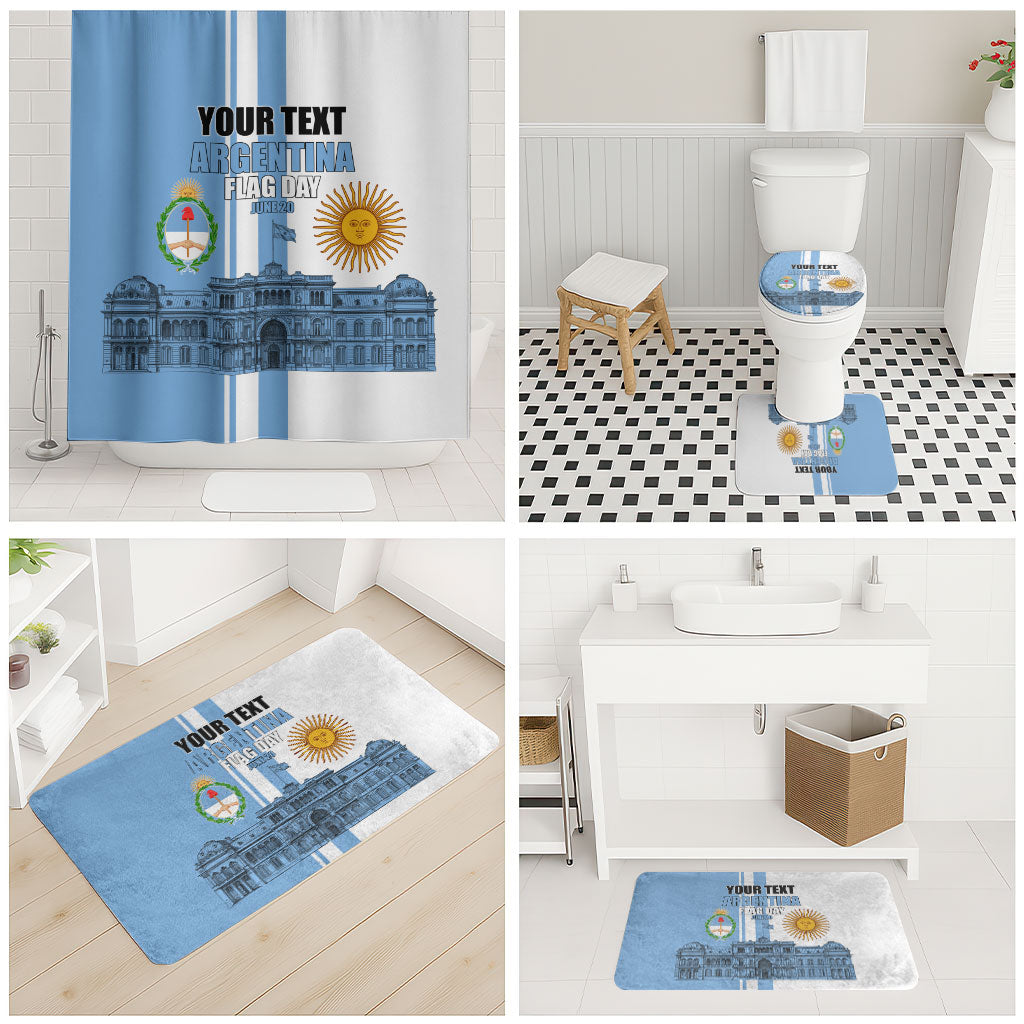 Personalized Argentina Flag Day Bathroom Set Sun Of May Patriotic Blue Gradient Sketch
