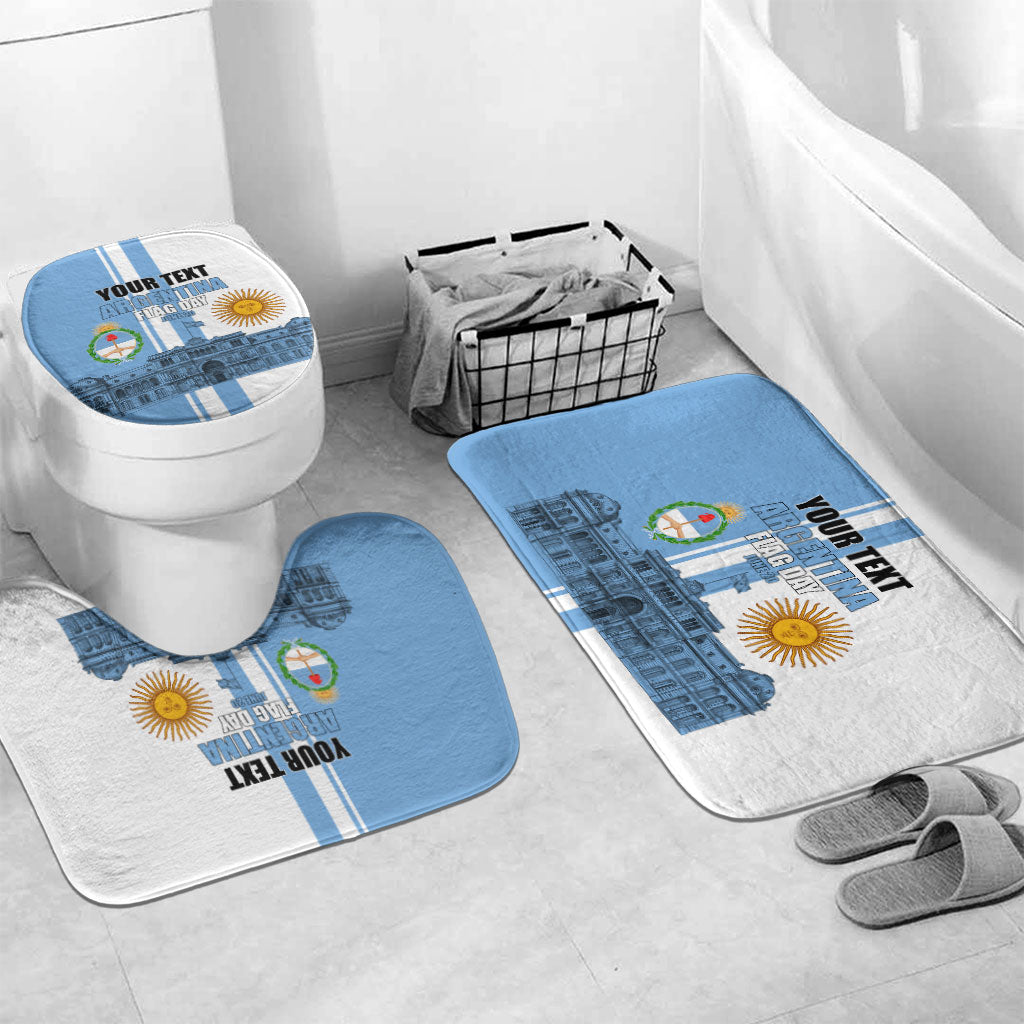 Personalized Argentina Flag Day Bathroom Set Sun Of May Patriotic Blue Gradient Sketch