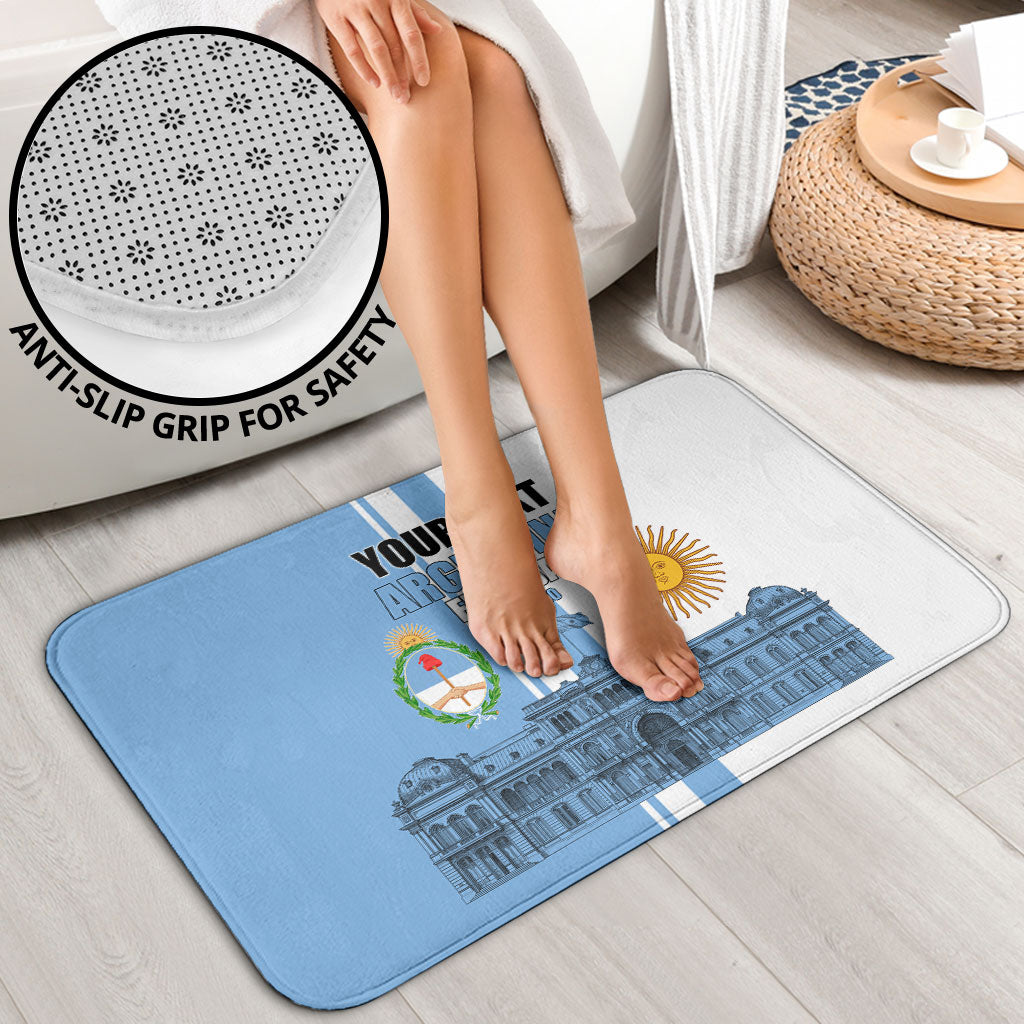 Personalized Argentina Flag Day Bathroom Set Sun Of May Patriotic Blue Gradient Sketch