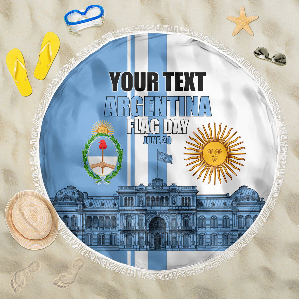 Personalized Argentina Flag Day Beach Blanket Sun Of May Patriotic Blue Gradient Sketch