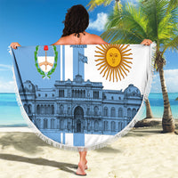 Personalized Argentina Flag Day Beach Blanket Sun Of May Patriotic Blue Gradient Sketch