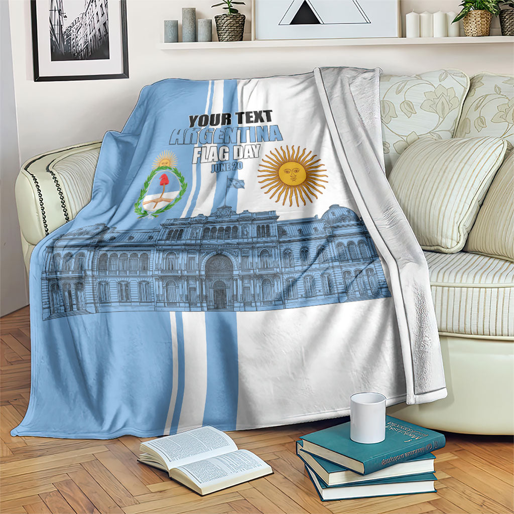 Personalized Argentina Flag Day Blanket Sun Of May Patriotic Blue Gradient Sketch