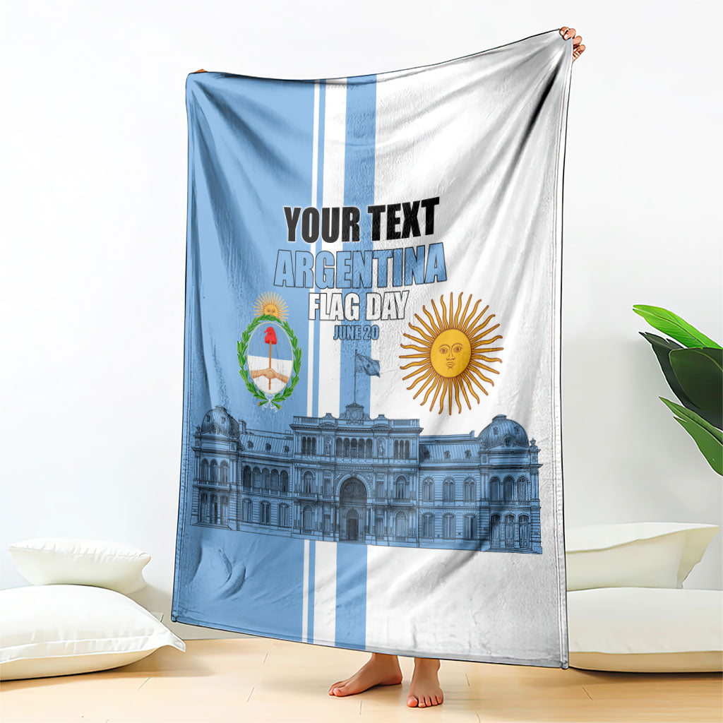 Personalized Argentina Flag Day Blanket Sun Of May Patriotic Blue Gradient Sketch
