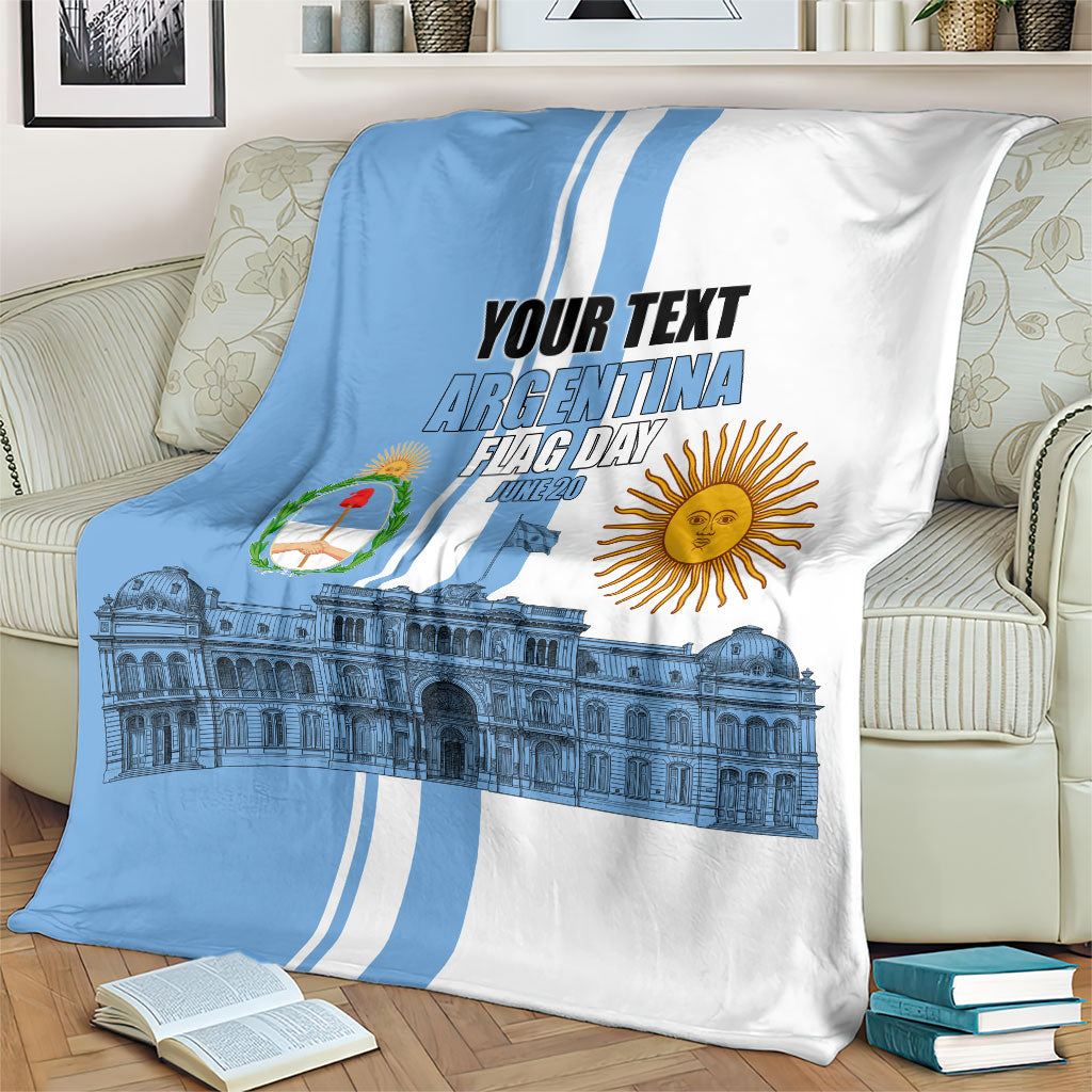Personalized Argentina Flag Day Blanket Sun Of May Patriotic Blue Gradient Sketch
