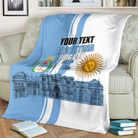 Personalized Argentina Flag Day Blanket Sun Of May Patriotic Blue Gradient Sketch