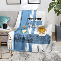 Personalized Argentina Flag Day Blanket Sun Of May Patriotic Blue Gradient Sketch