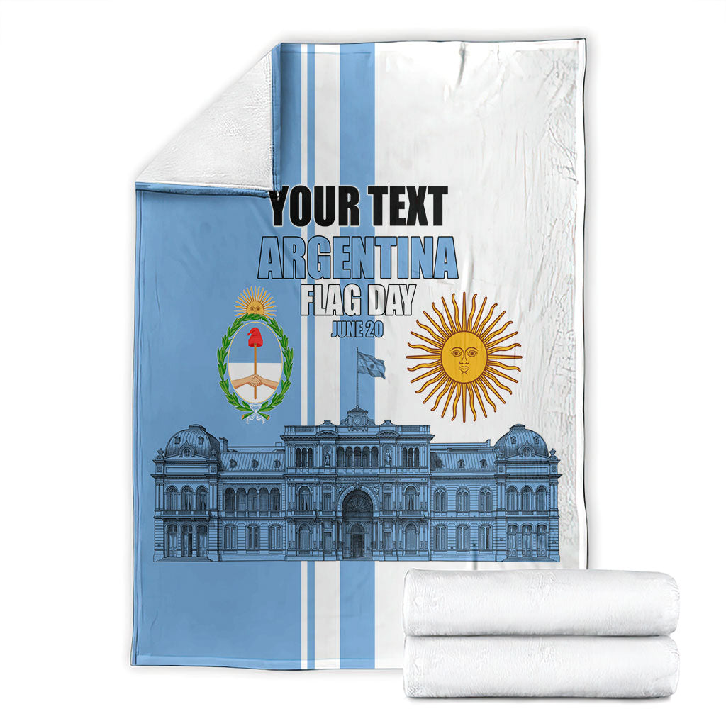 Personalized Argentina Flag Day Blanket Sun Of May Patriotic Blue Gradient Sketch