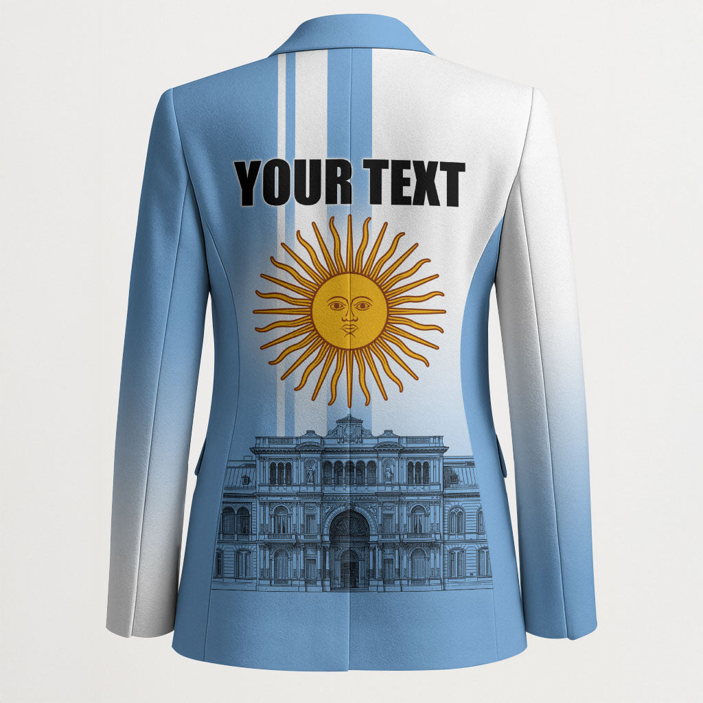 Personalized Argentina Flag Day Blazer Sun Of May Patriotic Blue Gradient Sketch