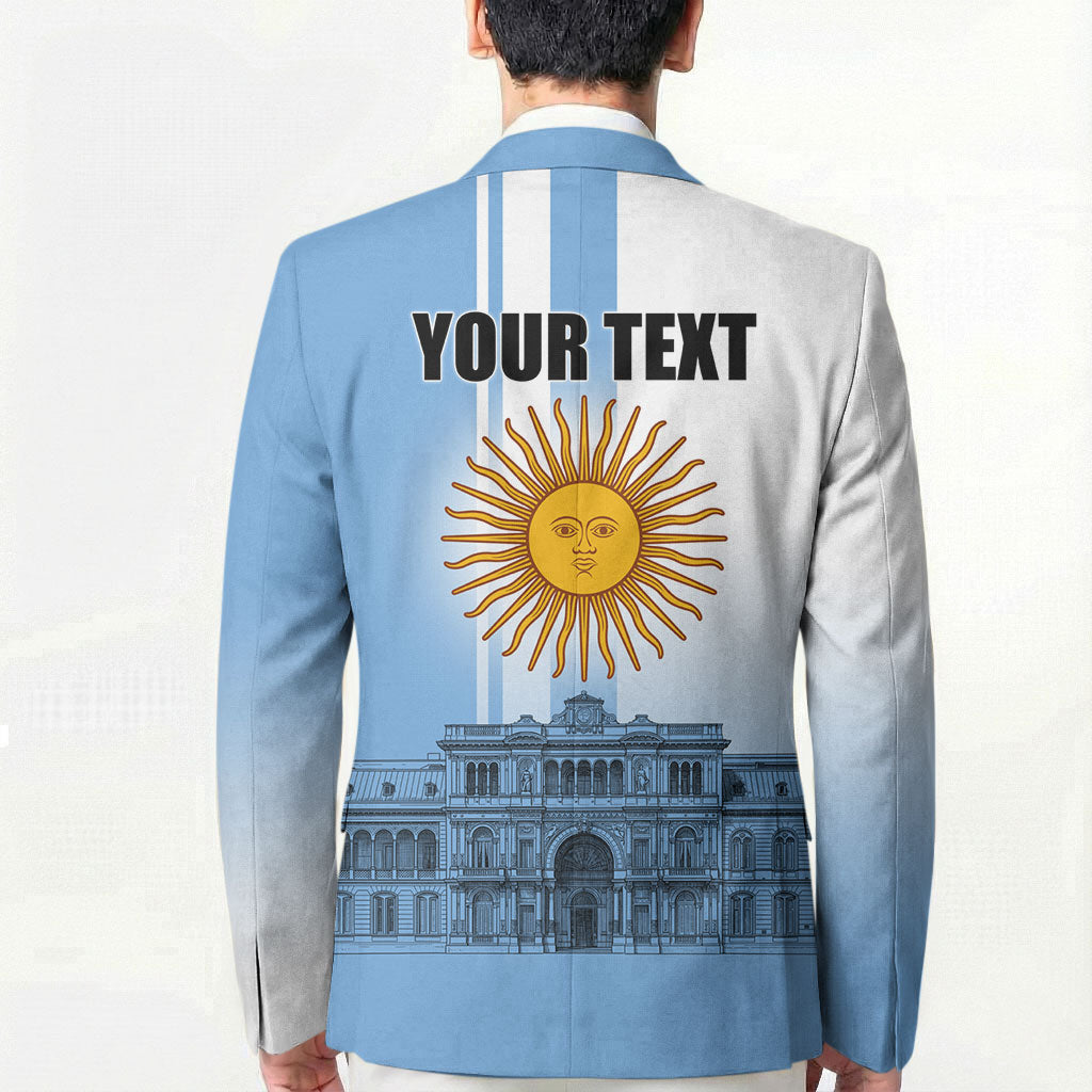 Personalized Argentina Flag Day Blazer Sun Of May Patriotic Blue Gradient Sketch
