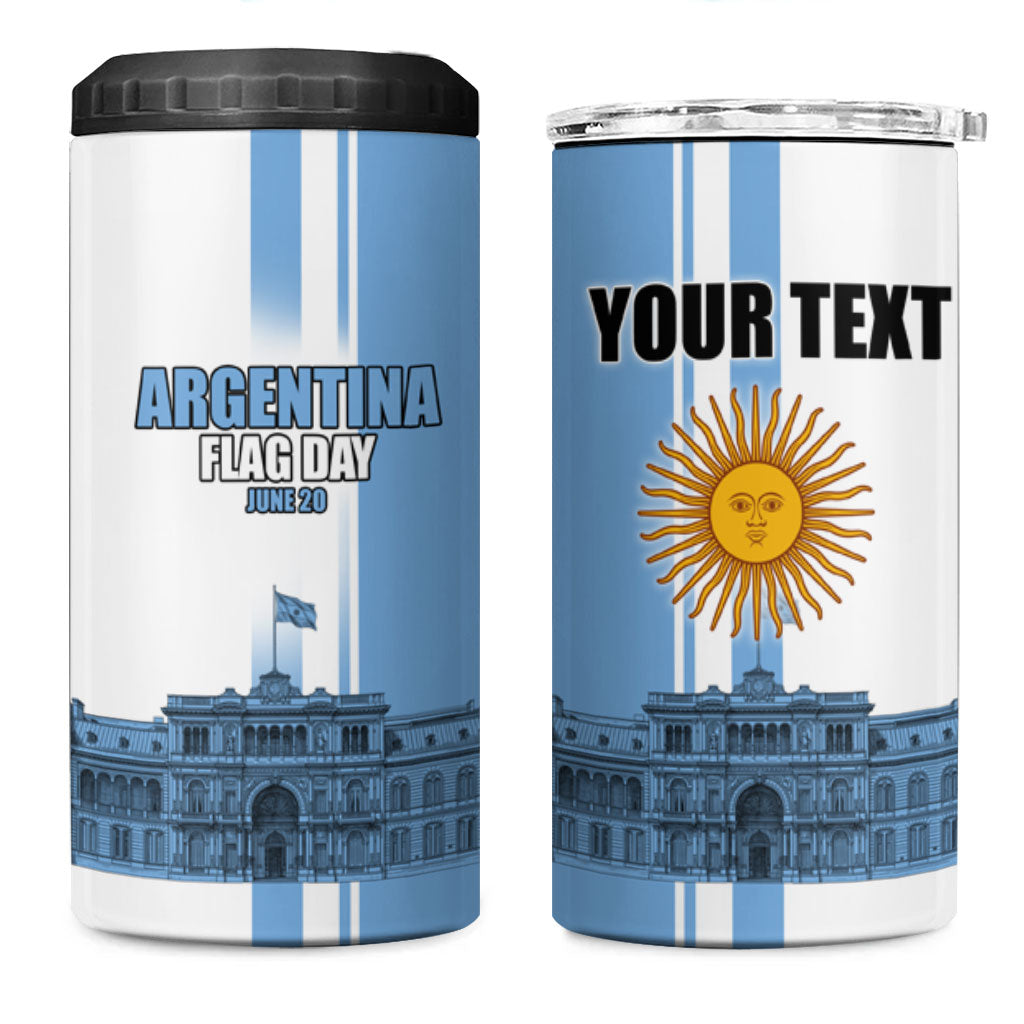 Personalized Argentina Flag Day 4 in 1 Can Cooler Tumbler Sun Of May Patriotic Blue Gradient Sketch