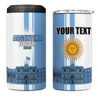 Personalized Argentina Flag Day 4 in 1 Can Cooler Tumbler Sun Of May Patriotic Blue Gradient Sketch