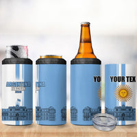 Personalized Argentina Flag Day 4 in 1 Can Cooler Tumbler Sun Of May Patriotic Blue Gradient Sketch