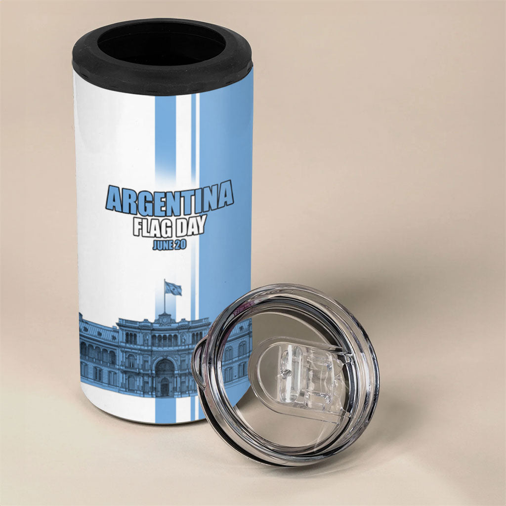 Personalized Argentina Flag Day 4 in 1 Can Cooler Tumbler Sun Of May Patriotic Blue Gradient Sketch