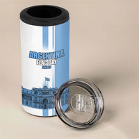 Personalized Argentina Flag Day 4 in 1 Can Cooler Tumbler Sun Of May Patriotic Blue Gradient Sketch