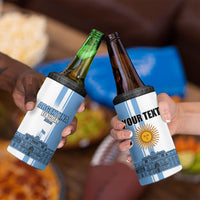 Personalized Argentina Flag Day 4 in 1 Can Cooler Tumbler Sun Of May Patriotic Blue Gradient Sketch