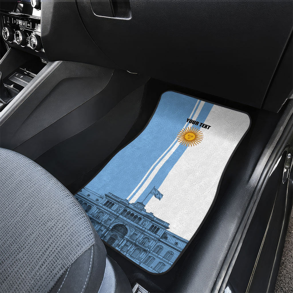 Personalized Argentina Flag Day Car Mats Sun Of May Patriotic Blue Gradient Sketch