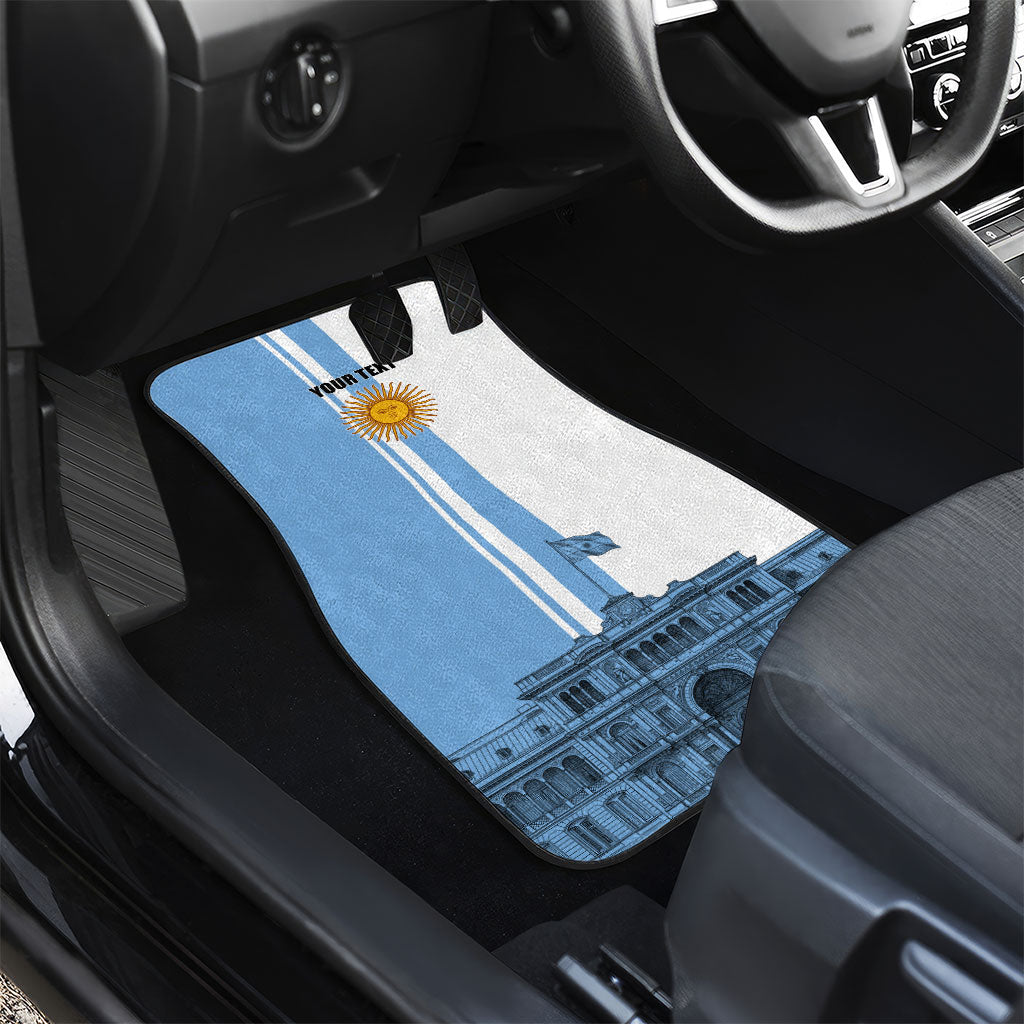Personalized Argentina Flag Day Car Mats Sun Of May Patriotic Blue Gradient Sketch